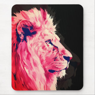 Roze Leeuwen Majesteit op Zwarte Canvas Muismat