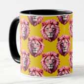 Roze Leeuwenkop Dierpatroonontwerp Geel  Mok