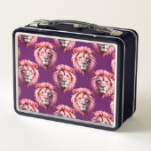 Roze Leeuwenkop Dierpatroonontwerp Paars (Achterkant)