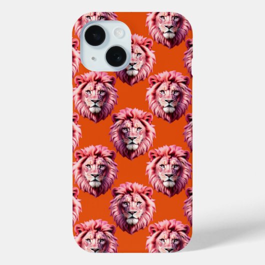 Roze Leeuwenkop Dierprint Ontwerp Oranje Case-Mate iPhone Case (Achterkant)