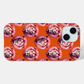 Roze Leeuwenkop Dierprint Ontwerp Oranje Case-Mate iPhone Case (Achterkant (horizontaal))