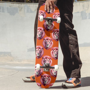 Roze Leeuwenkop Dierprint Ontwerp Oranje  Persoonlijk Skateboard