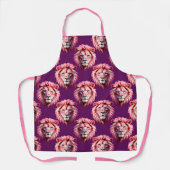 Roze Leeuwenkop Dierprint Ontwerp Paars  Schort (Voorkant)