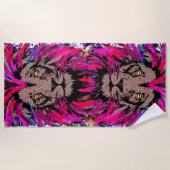 Roze leeuwenkop - Lion Beach Towel Strandlaken (Voorkant)