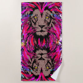 Roze leeuwenkop - Lion Beach Towel Strandlaken