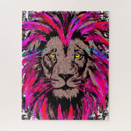 Roze leeuwenkop Puzzle - Lion Face Portret Tekenen Legpuzzel