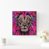 Roze leeuwenkopper - leeuwenklok - leeuwenkoppelin vierkante klok (Huis)