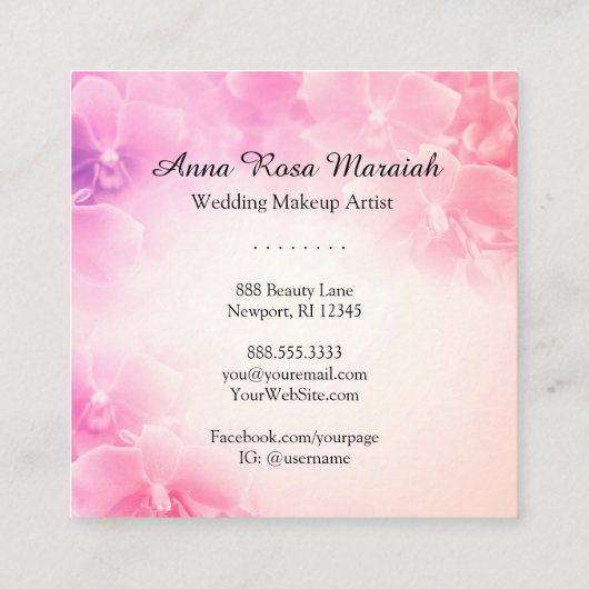 *~* Roze legante macrofoto lavender Vierkante Visitekaartje (Achterkant)