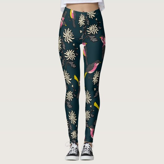 Roze Leggings en bloemen (Voorkant)