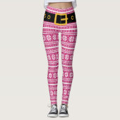 Roze leggings met gordel voor kerstfeest (Voorkant)
