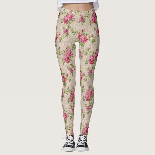 Roze Leggings met handschilderingen (Voorkant)