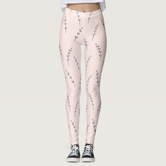 Roze Leggings voor bladafdrukken in dames (Voorkant)