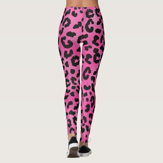 Roze Leggings voor glitter en zwarte luipaard (Achterkant)