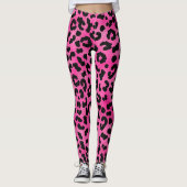 Roze Leggings voor glitter en zwarte luipaard (Voorkant)