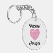 Roze Legpuzzel Hart Vorm Sleutelhanger (Voorkant Links)