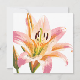 Roze lelie bloem | Aquarel bloemschilderij Kaart