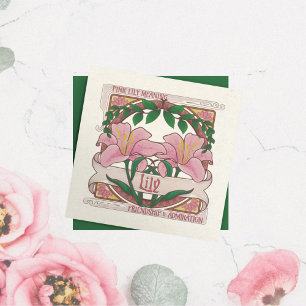 Roze Lelie-Bloem Betekenis Vriendschap -Style Kaart