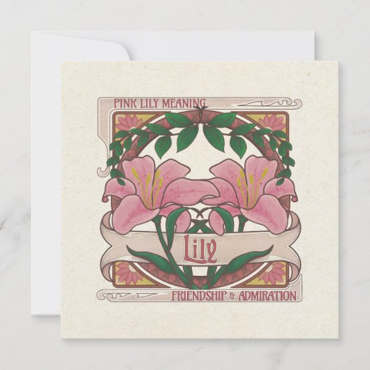 Roze Lelie - Bloem Betekenis Vriendschap Wenskaart (Voorkant)