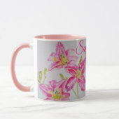 Roze Lelie Bloem Bloemen Lilium Waterverf Art Mok (Links)