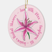 Roze Lelie Bloem Bloemig Bruilofts Bruidsfeest Keramisch Ornament (Links)