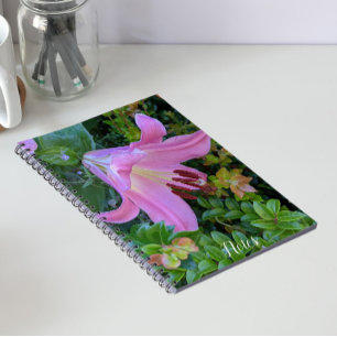 Roze lelie bloem bloesem notitieboek