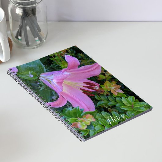 Roze lelie bloem bloesem notitieboek