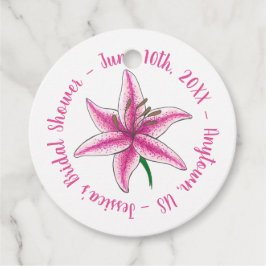 Roze lelie bloem bruiloft baby shower bloemrijke t bedankjes labels
