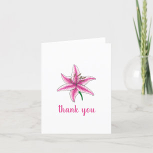 Roze lelie bloem bruiloft baby shower bloemrijke t bedankkaart