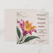 Roze Lelie Bloem Bruiloft Kaart (Voorkant / Achterkant)