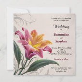 Roze Lelie Bloem Bruiloft Kaart (Voorkant)