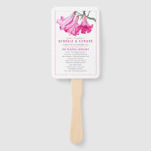 Roze lelie bloem kunst hand waaier huwelijksprogra (Voorkant)