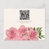 Roze lelie bloem moderne trouw RSVP QR-code Informatiekaartje (Achterkant)