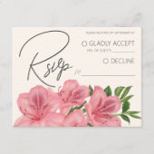 Roze lelie bloem moderne trouw RSVP QR-code Informatiekaartje (Voorkant)