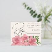 Roze lelie bloem moderne trouw RSVP QR-code Informatiekaartje (Staand voorkant)