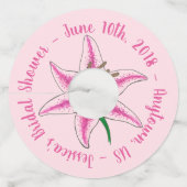 Roze lelie bloem Pasen Bruids Baby Shower Lelies Wijnglaslabel (Voorkant)
