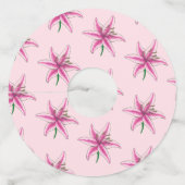 Roze lelie bloem Pasen Bruids Baby Shower Lelies Wijnglaslabel (Achterkant)