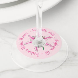 Roze lelie bloem Pasen Bruiloft Baby Shower Lelies Wijnglaslabel