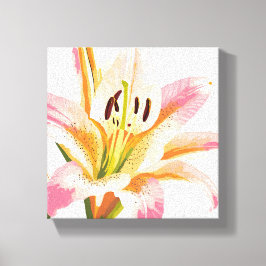 Roze Lelie Bloem | Waterverf Bloemschildering Canvas Afdruk