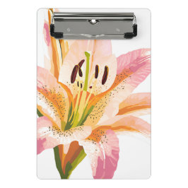 Roze Lelie Bloem | Waterverf Bloemschildering Mini Klembord