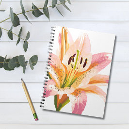 Roze Lelie Bloem | Waterverf Bloemschildering Notitieboek