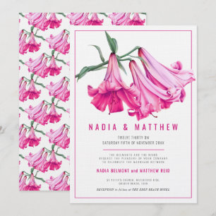 Roze lelie bloem waterverf kunst bruiloft kaart