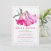 Roze lelie bloem waterverf kunst bruiloft kaart (Staand voorkant)