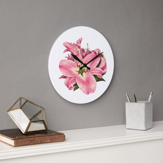 Roze lelie bloemboeket grote klok (Kantoor)