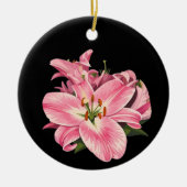 Roze lelie bloemboeket keramisch ornament (Voorkant)