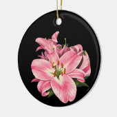 Roze lelie bloemboeket keramisch ornament (Links)