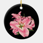 Roze lelie bloemboeket keramisch ornament (Achterkant)