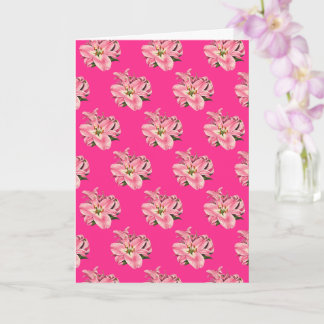 Roze lelie bloemboeket patroon kaart