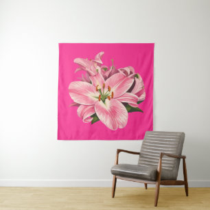 Roze lelie bloemboeket wandkleed