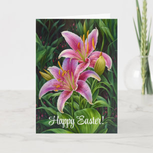 Roze Lelie Bloemen Pasen Tuin Kaart