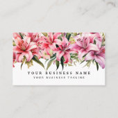 Roze lelie bloemen visitekaartjes (Voorkant)